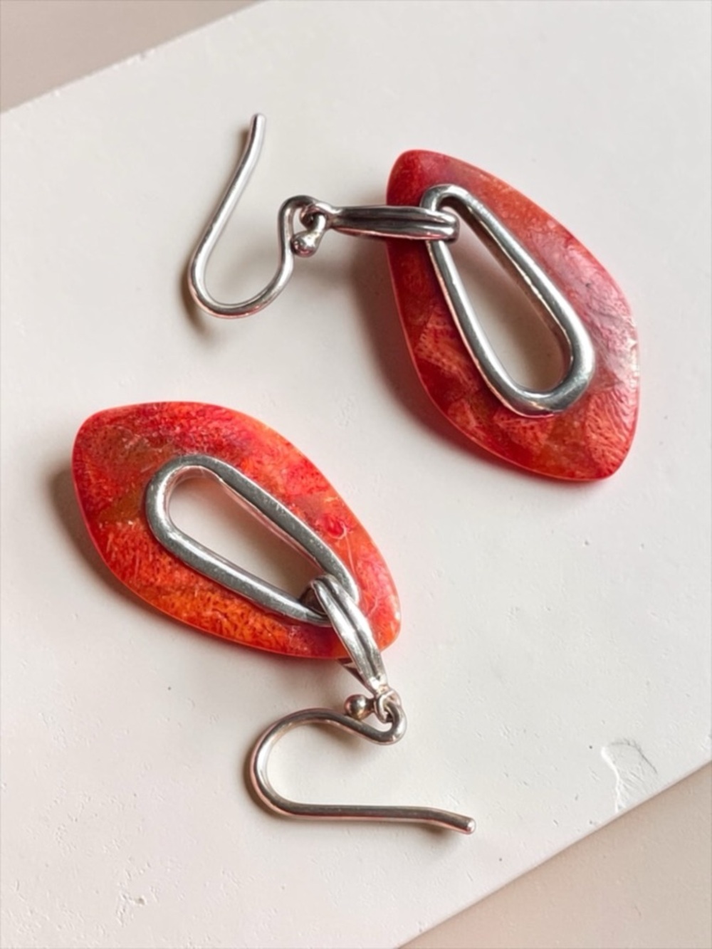 Silpada Sterling 925 Red Coral Cardinal Rule Earrings W1982 Retired